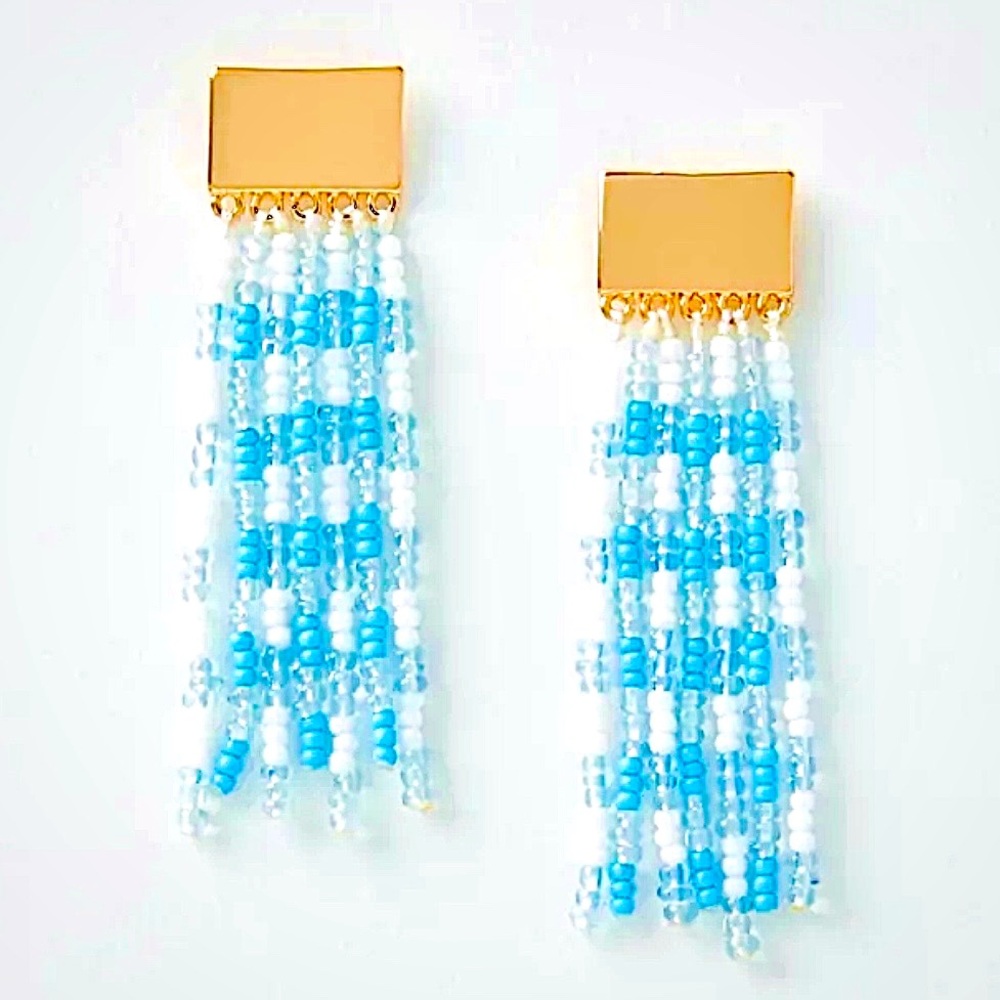 🍒3/$30 New Blue & White Seed Bead Earrings